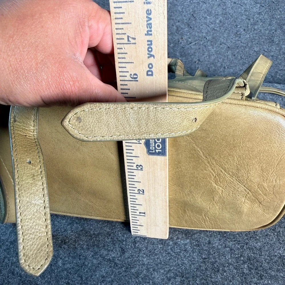 Tommy‎ Bahama Leather Backpack Olive Tan Braided Handle Small Travel Bag